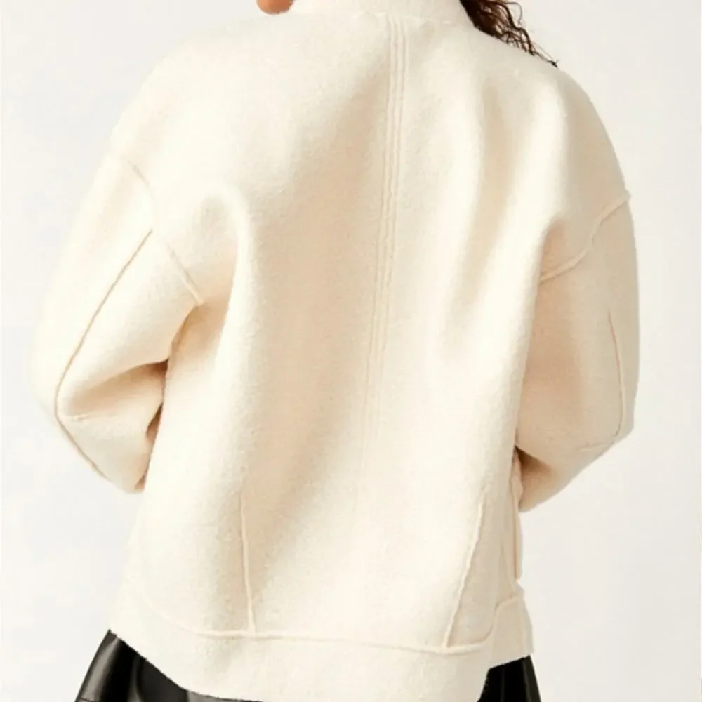 Free People NWT Ivory Willow Brooch Embellished Bomber Jacket Medium